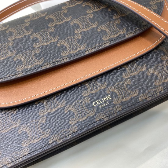 Celine Wallet On Strap in Triomphe Canvas And Smooth Lambskin