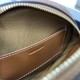 Celine Round Purse On Strap in White Triomphe Canvas And Tan Lambskin
