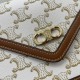 Celine Maillon Triomphe Bag in White Triomphe Canvas And Tan Lambskin