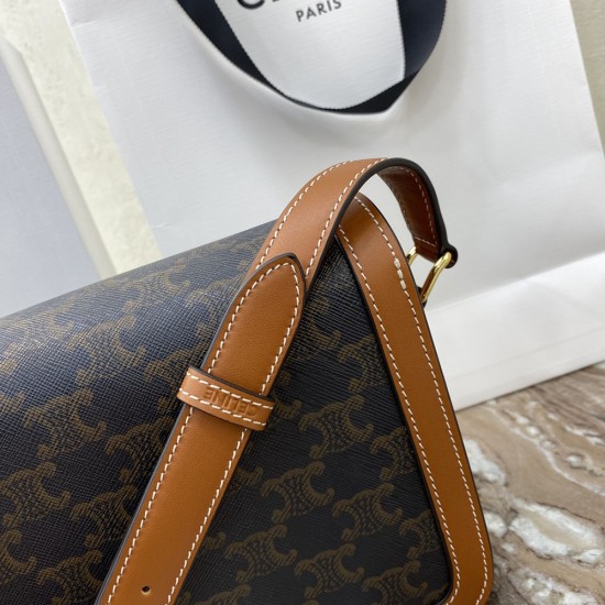 Celine Triomphe Bag In Triomphe Canvas And Calfskin