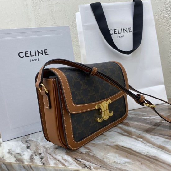 Celine Triomphe Bag In Triomphe Canvas And Calfskin