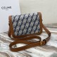 Celine Triomphe Bag in Blue Denim White Triomphe Embroidery And Tan Calfskin