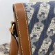 Celine Triomphe Bag in Blue Denim White Triomphe Embroidery And Tan Calfskin