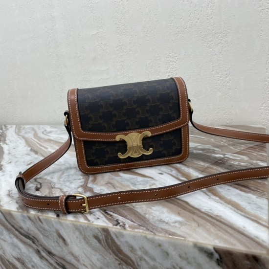 Celine Teen Triomphe Canvas And Calfskin With Printed Logo