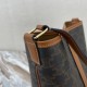 Celine Small Bucket In Black Triomphe Canvas And Tan Calfskin