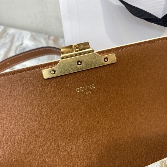 Celine Triomphe Shoulder Bag in Printed Triomphe Canvas And Calfskin
