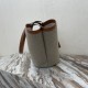 Celine Couffin In Grey Heather Textile With White Celine Print And Tan Calfskin