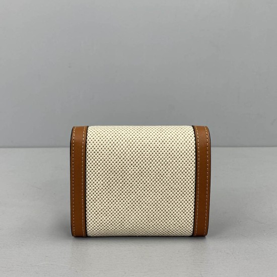 Celine Small Wallet Triomphe In Textile And Calfskin 10.5cm