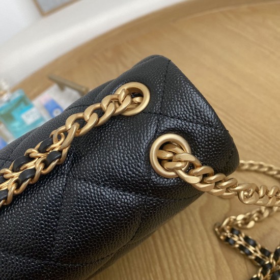 Chanel Backpack With Chain In Grained Calfskin 19cm