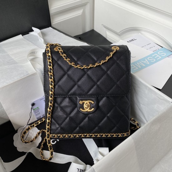 Chanel Backpack In Grained Calfskin With Chains At Bottom 22cm 5 Colors AS4490