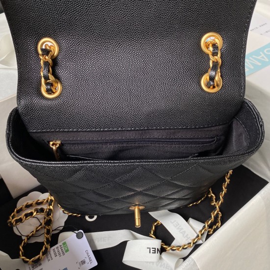 Chanel Backpack In Grained Calfskin With Chains At Bottom 22cm 5 Colors AS4490