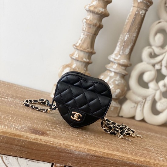 Chanel Mini Heart Clutch With Chains In Lambskin