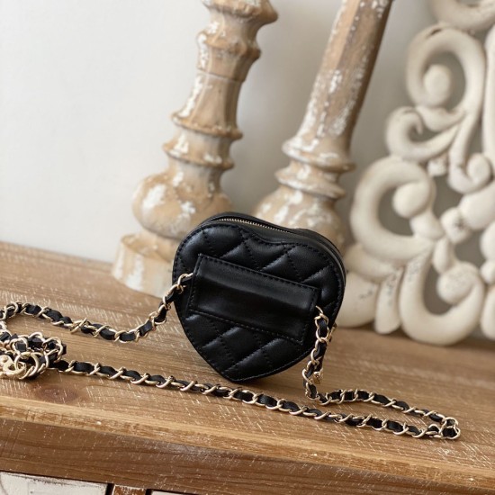 Chanel Mini Heart Clutch With Chains In Lambskin