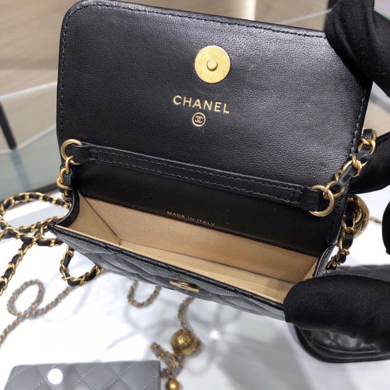 Chanel Belt Bag In Lambskin With Gold Ball 12cm