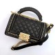 Chanel Boy Bag in Lambskin With Knitted and Metal Top Handle 20cm
