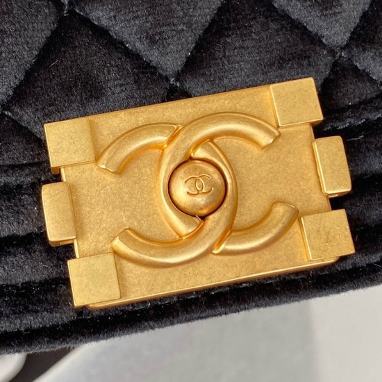 Chanel Small Boy Messenger Bag In Velvet 12.5cm
