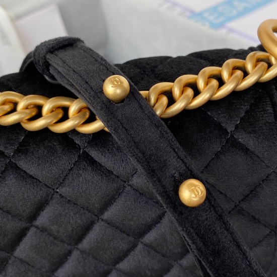 Chanel Small Boy Messenger Bag In Velvet 12.5cm