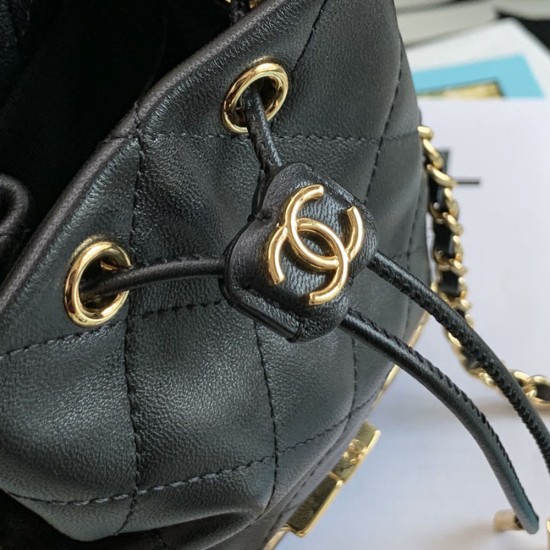 Chanel Mini Bucket Bag in Lambskin With Gold Metal 14cm