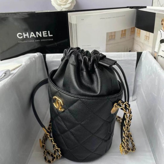 Chanel Small Bucket Bag in Grained Shiny Calfskin 4 Colors 20cm