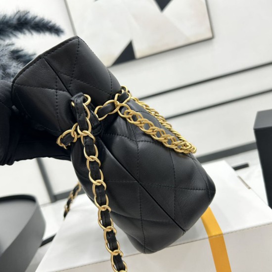 Chanel Bucket Bag in Lambskin With Metal Coin 20cm