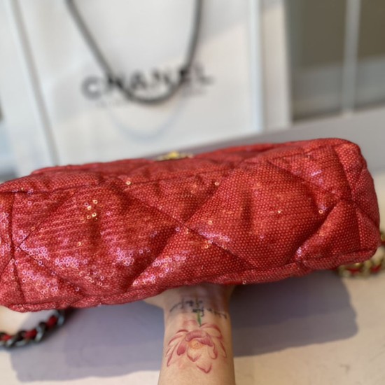 Chanel 19 Wallet On Chain in Lambskin And Sequins