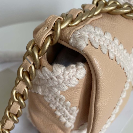 Chanel 19 Handbag In Calfskin With Crochet