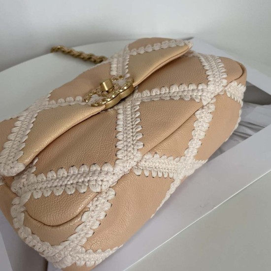 Chanel 19 Handbag In Calfskin With Crochet