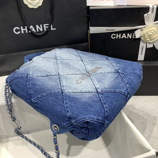 Chanel 22 Backpack In Denim Fabric 34cm AS3859