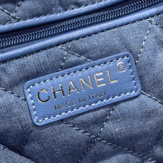 Chanel 22 Backpack In Denim Fabric 34cm AS3859