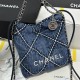 Chanel 22 Handbag In Stitched Denim 19cm 35cm 39cm