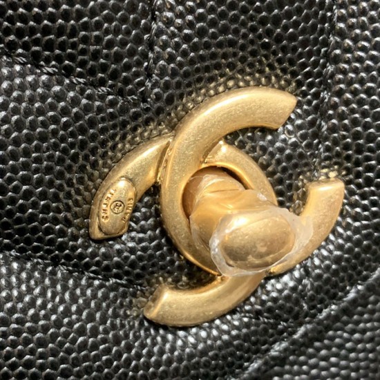 Chanel Coco Handle in Caviar Calfskin With V Pattern 23cm