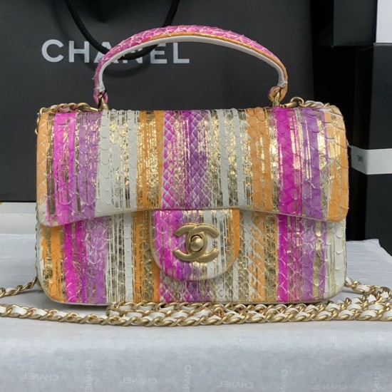 Chanel Coco Handle Bag in Multicolor Python 20cm