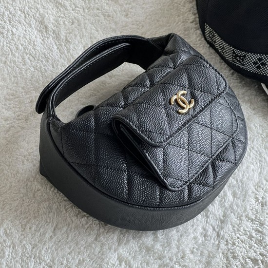Chanel 23B Hula Hoop Evening Bag in Caviar Leather