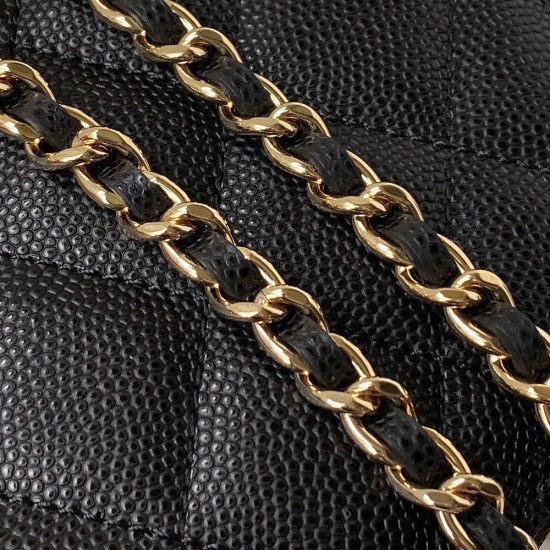 Chanel Round Bag in Grained Calfskin with Chains Logo