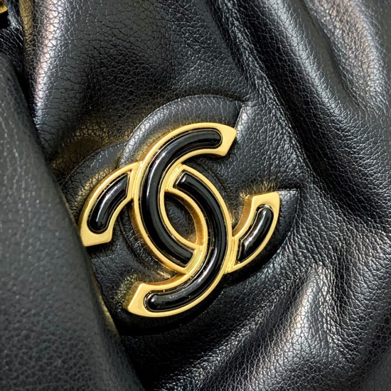 Chanel Evening Bag Clutch Bag in Calfskin With Enamel Logo
