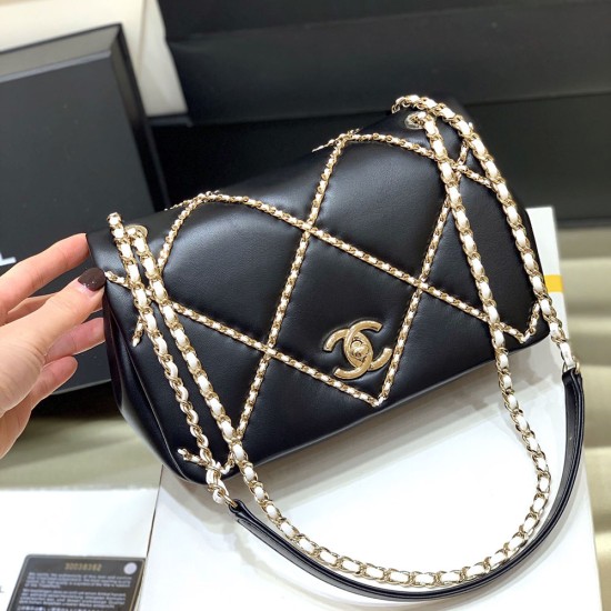 Chanel Flap Bag in Lambskin Decorated With Chains 22cm