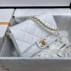 Chanel Flap Bag in Lambskin With Leather And Imitation Pearls Chain 19cm