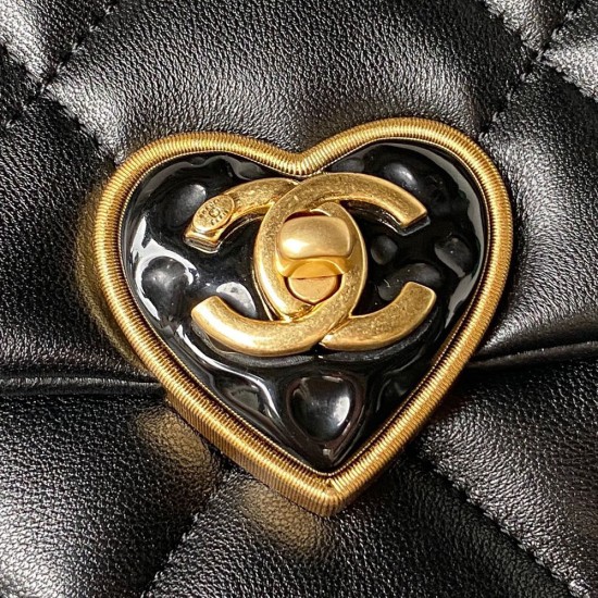 Chanel Flap Bag In Lambskin With Enamel Heart Clasp 21cm 4 Colors