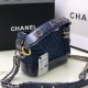 Chanel Gabrielle Hobo Bag In Denim Fabric and Calfskin With Chain Letters