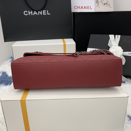 Chanel Chains Messenger Bag in Grained Calfskin With Enamel Logo 32cm