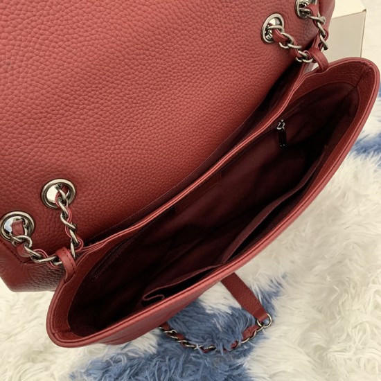 Chanel Chains Messenger Bag in Grained Calfskin With Enamel Logo 32cm