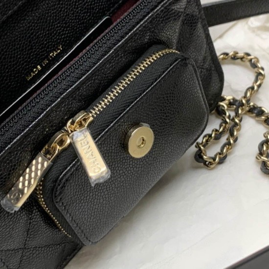 Chanel Mini Clutch With Chain In Grained Calfskin 3 Colors 10.5cm