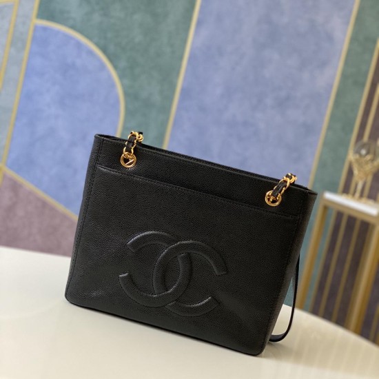 Chanel Vintage Shopping Bag In Caviar Calfskin 26cm