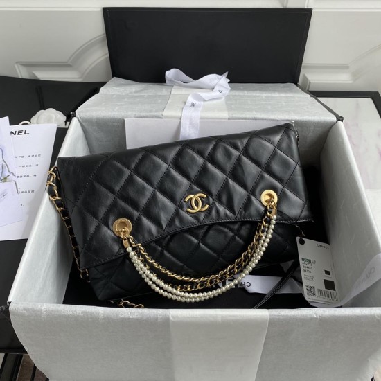 Chanel Shopping Bag With Imitation Pearls 34cm
