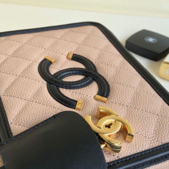 Chanel Vanity Camera Bag in Caviar Calfskin With Contrast Color 21cm