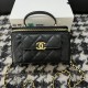 Chanel Vanity Case With Chain in Grained Calfskin With Top Handle And Pocket Front 3 Colors 17cm