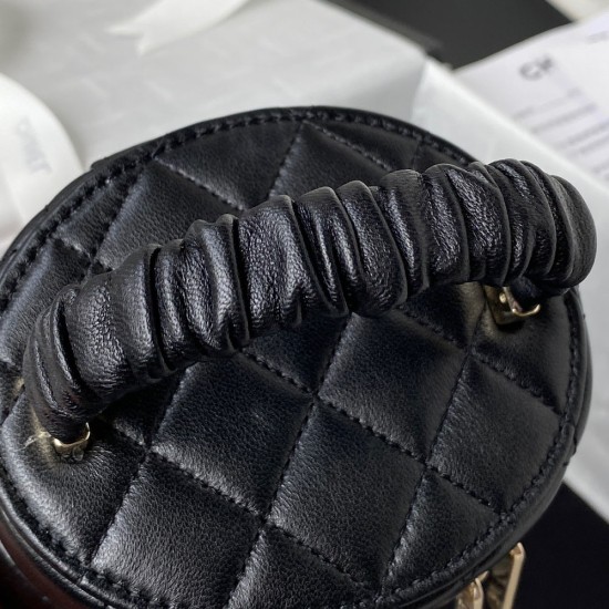 Chanel Vanity Bag In Lambskin With Gathered Leather Top Handle
