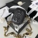 Chanel Small Vanity With Metal And Leather Chain In Lambskin With Enamel Logo on Chain 3 Colors 8.5cm