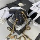 Chanel Small Vanity With Metal And Leather Chain In Lambskin With Enamel Logo on Chain 3 Colors 8.5cm