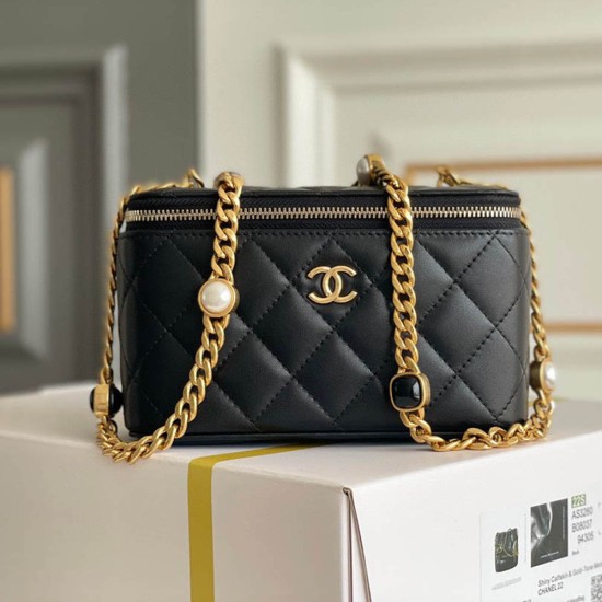 Chanel Vanity With Chain In Lambskin With Resin And Gold Tone Metal 3 Colors 10.5cm
